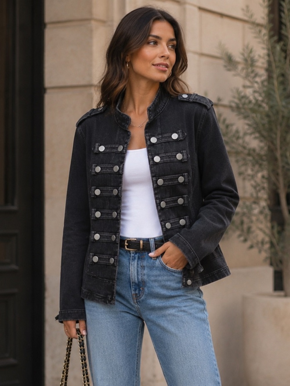 🇫🇷 Parisian Military-Inspired Denim Jacket